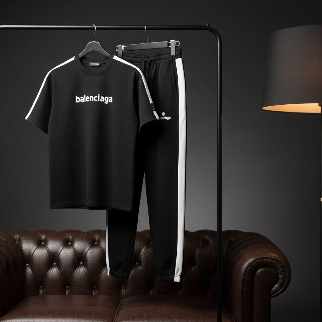 ست تیشرت و شلوار مردانه بنگال کش Balenciaga-مشکی