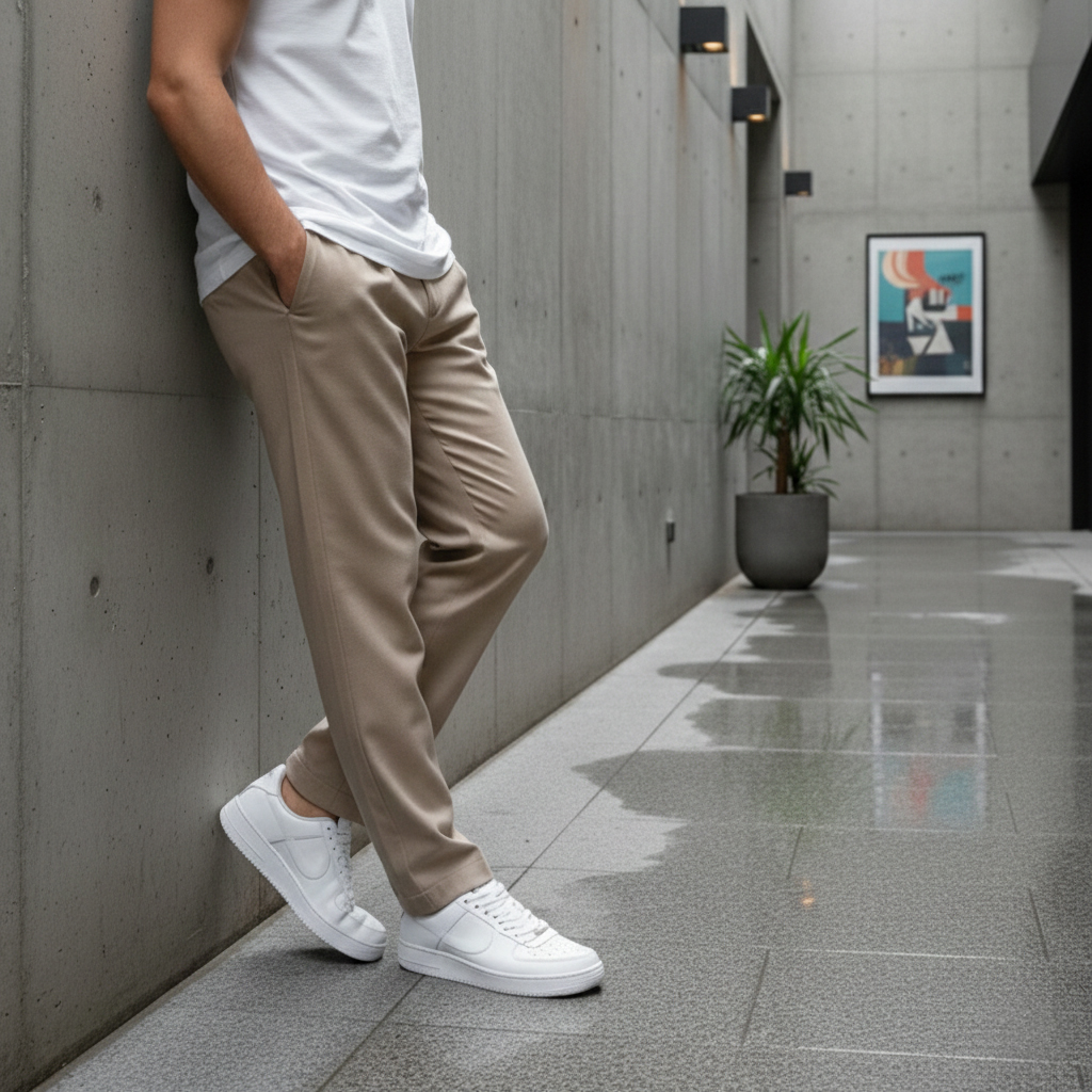 شلوار مردانه بنگال کش دم پا ساده مدل Behnam-کرم