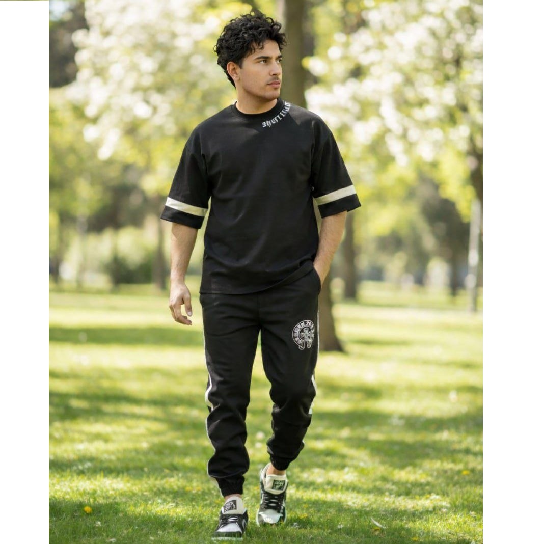 ست تیشرت و شلوار مردانه بنگال کش مدل Salar-مشکی